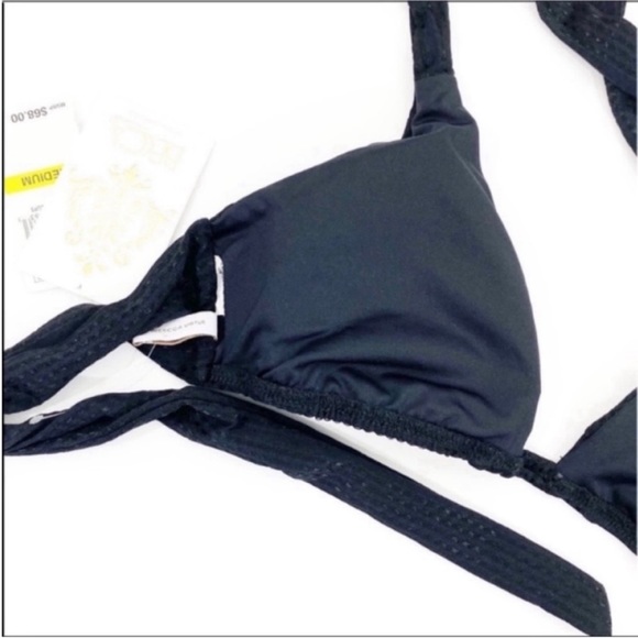 BECCA striped triangle bikini top NEW black - Picture 6 of 7